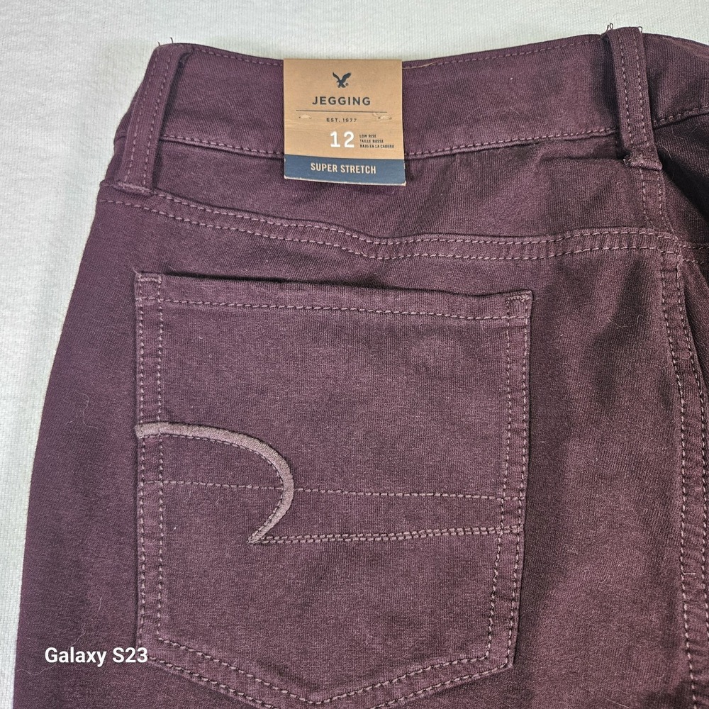 American Eagle NWT Womans Burgundy Jeggings Low Rise Size 12 - Picture 4 of 9